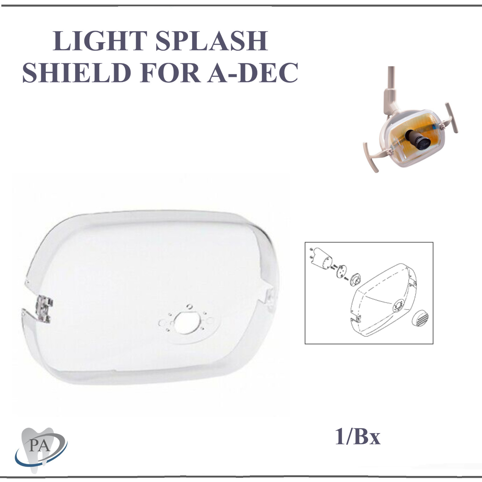 Dental Lens Replacement PREMIUM LIGHT SPLASH SHIELDS for for A-Dec, Plastic, 1EA