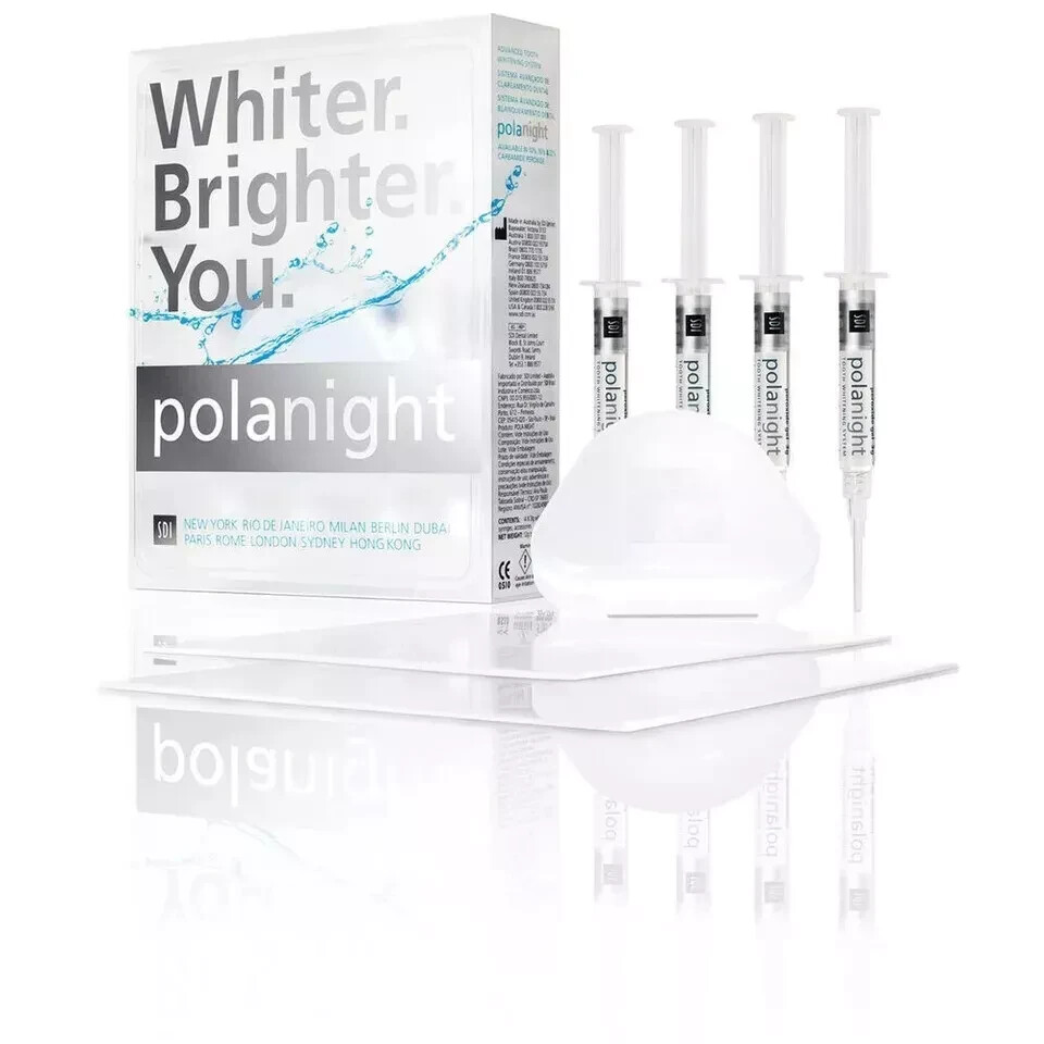 SDI Pola Night Kit 22% Dental Tooth Whitening Bleach Kit of 4 X 3gm Syringes.