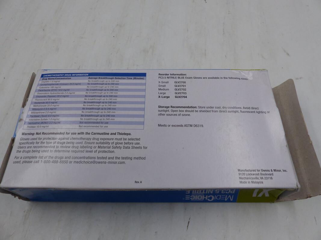 MEDICHOICE GLV2704 POWDER FREE GLOVES XL 100 COUNT