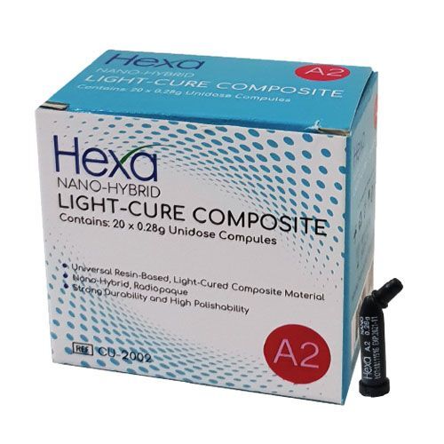 Hexa Nano-Hybrid Light-Cure Composite – A1, 20 x 0.28 Gm Unidose Compules
