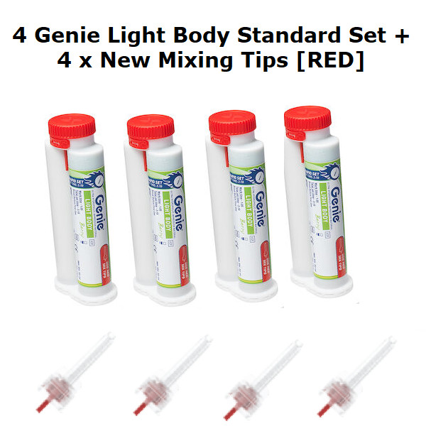 Genie 4x 50ml Cartridges Light Body Standard Set Impression Material + 4 Tips