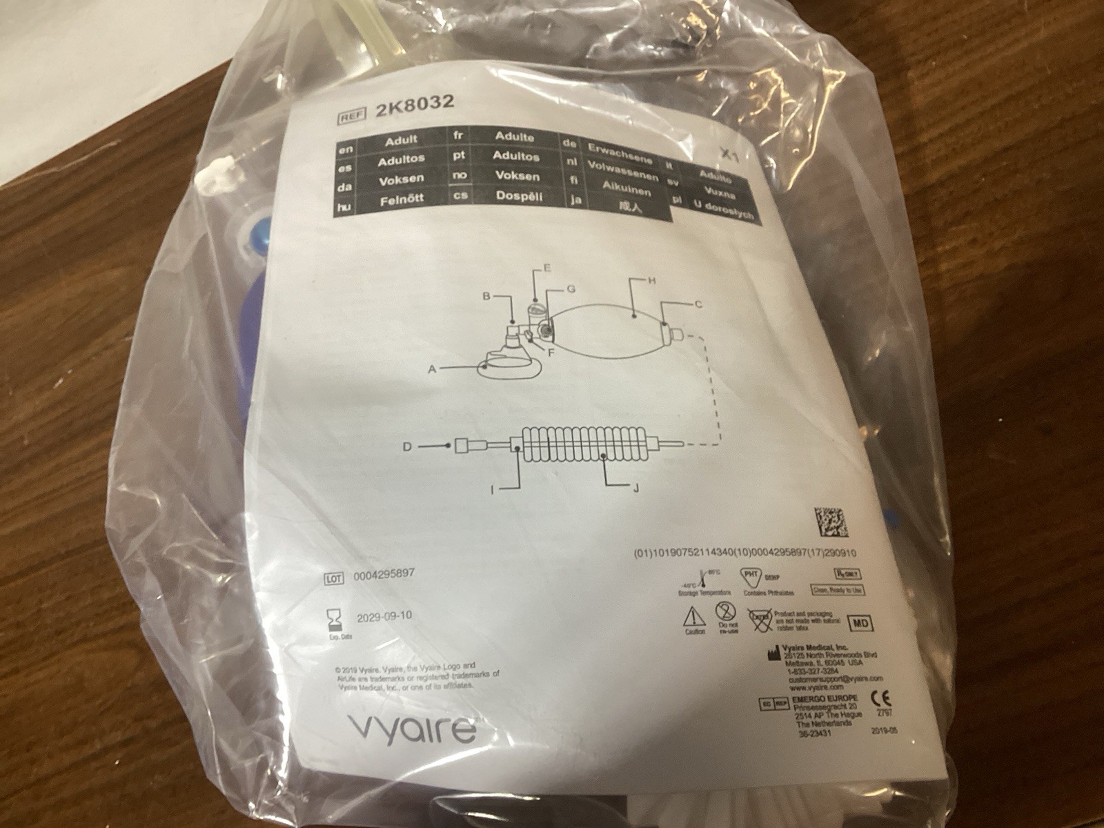 *1-Pack* Vyaire Medical AirLife Manual Adult Resuscitator 2K8032 Exp. 5/27/2029