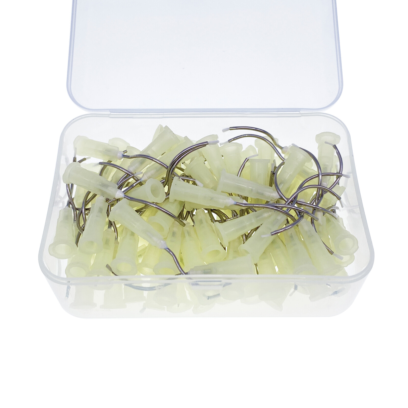 100Pcs Dental Infusor Applicator Delivery Tips Pre-Bent Metal Brush End 19G