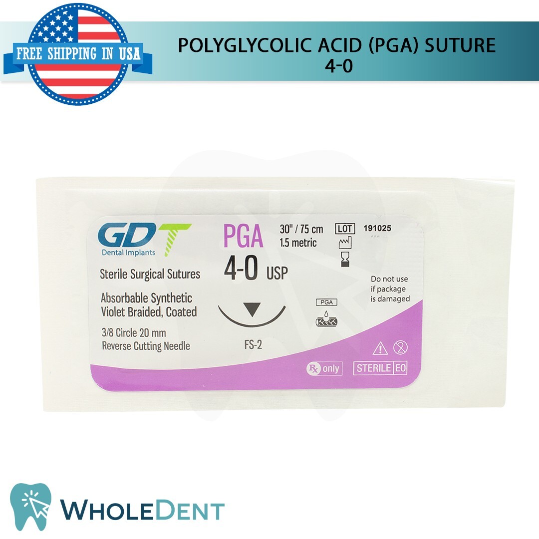 P G A Sut ure Sewing Thread 3/8 Circle Reverse Sterile 4-0