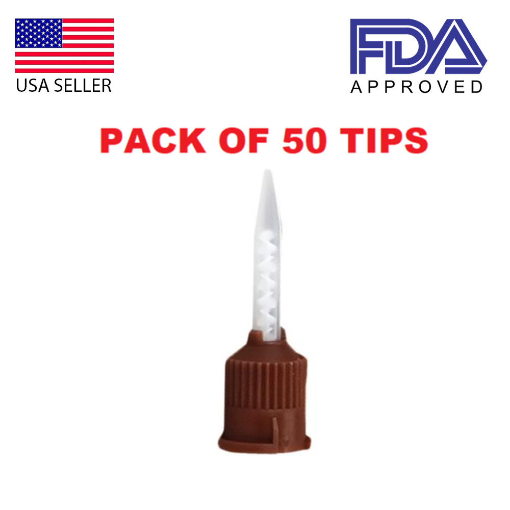 Dental HP Brown Mixing Tips for Premier Implant Cement, ZRCem, Nextemp 50/PK
