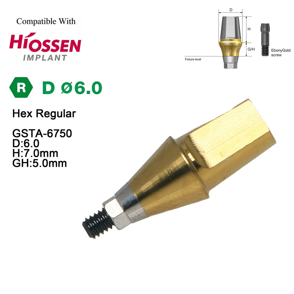 US Dental Straight Transfer Abutment Hex Regular D6.0 Fits Osstem Hiossen TS