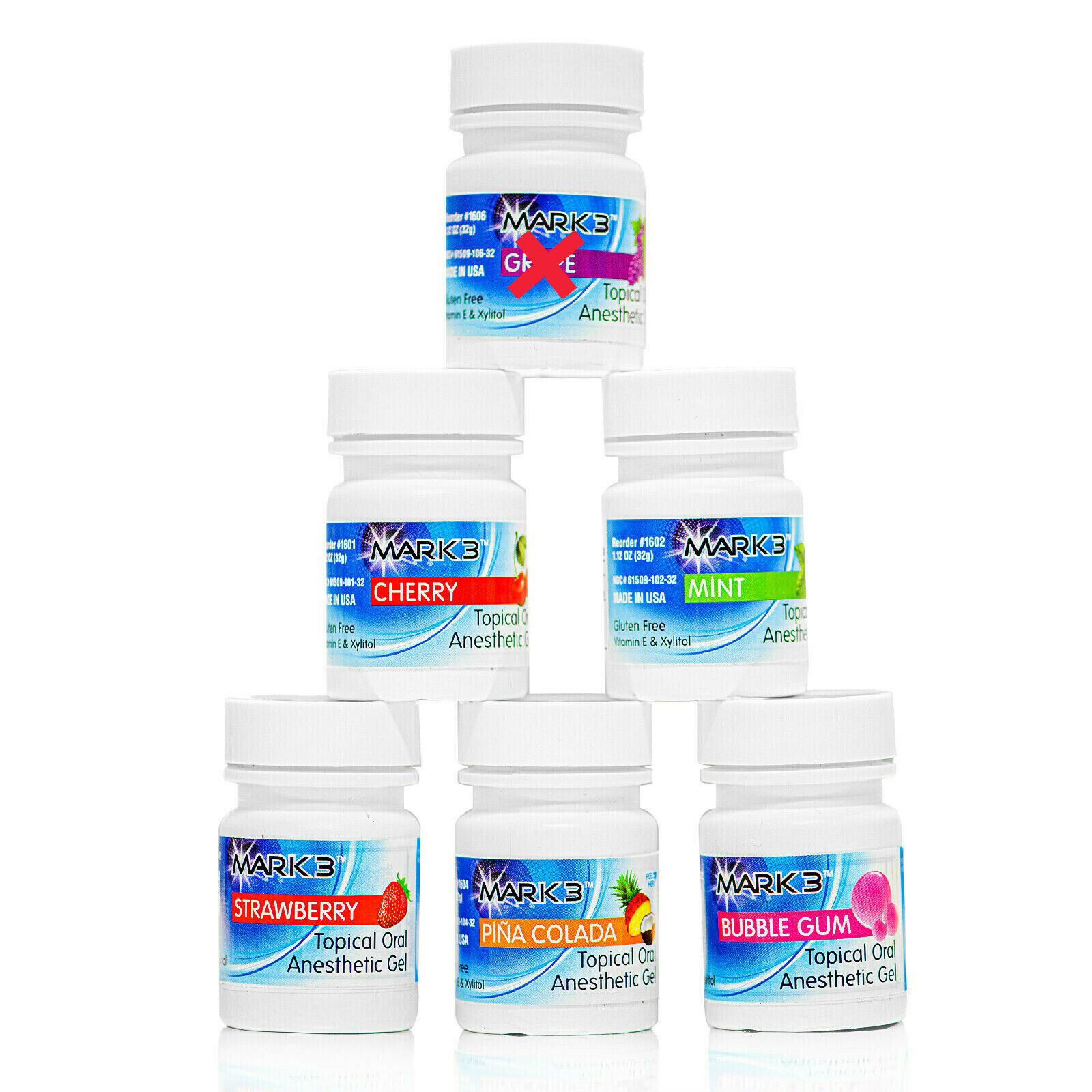 MARK3 Dental Topical Anesthetic Gel 20% Benzocaine 1oz Jar New Date Made In USA