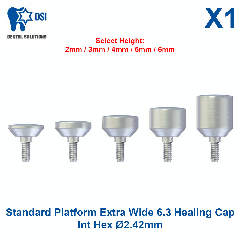 DSI Dental Fixture Wide Healing Caps Prosthetic 6.3mm Diameter Sizes #2-6mm
