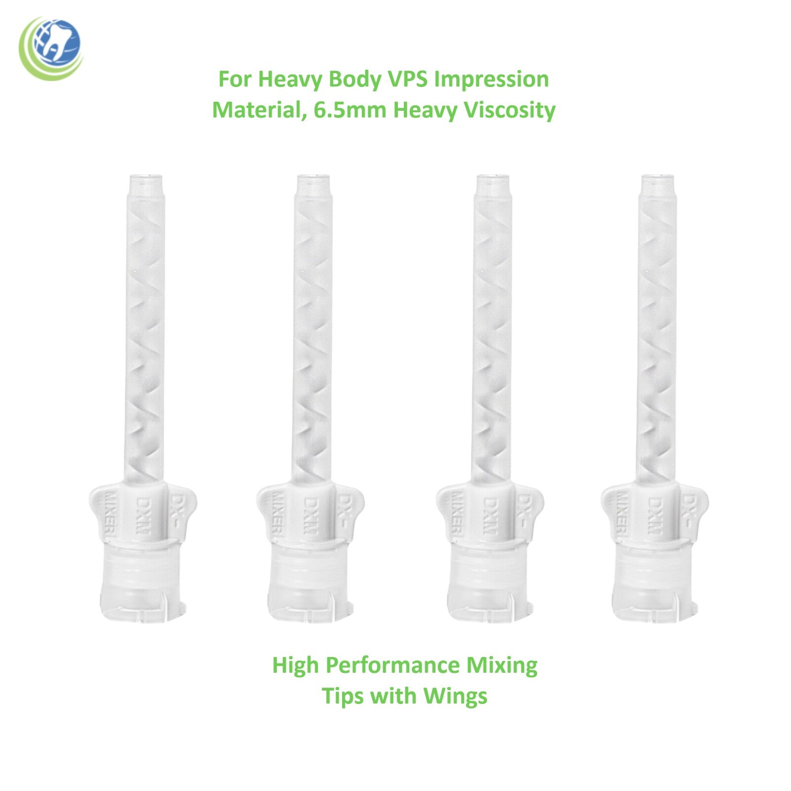 Dental White HP Mixing Tips with Wings 6.5mm x 48 Heavy Body DX-MIXER 1:1