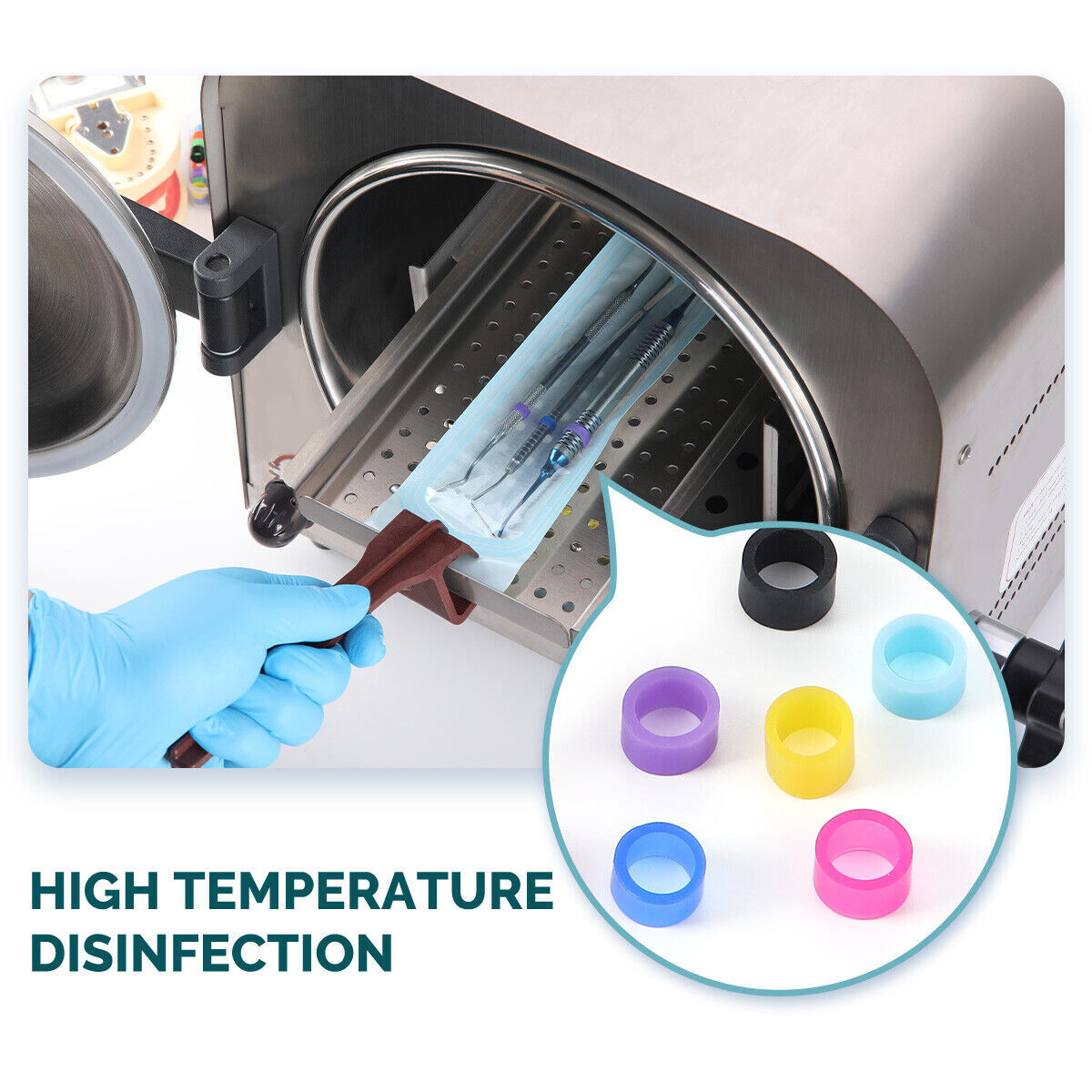 Dental Silicone Instrument Color Mark CODE RING Bands Autoclavable Large 6mm