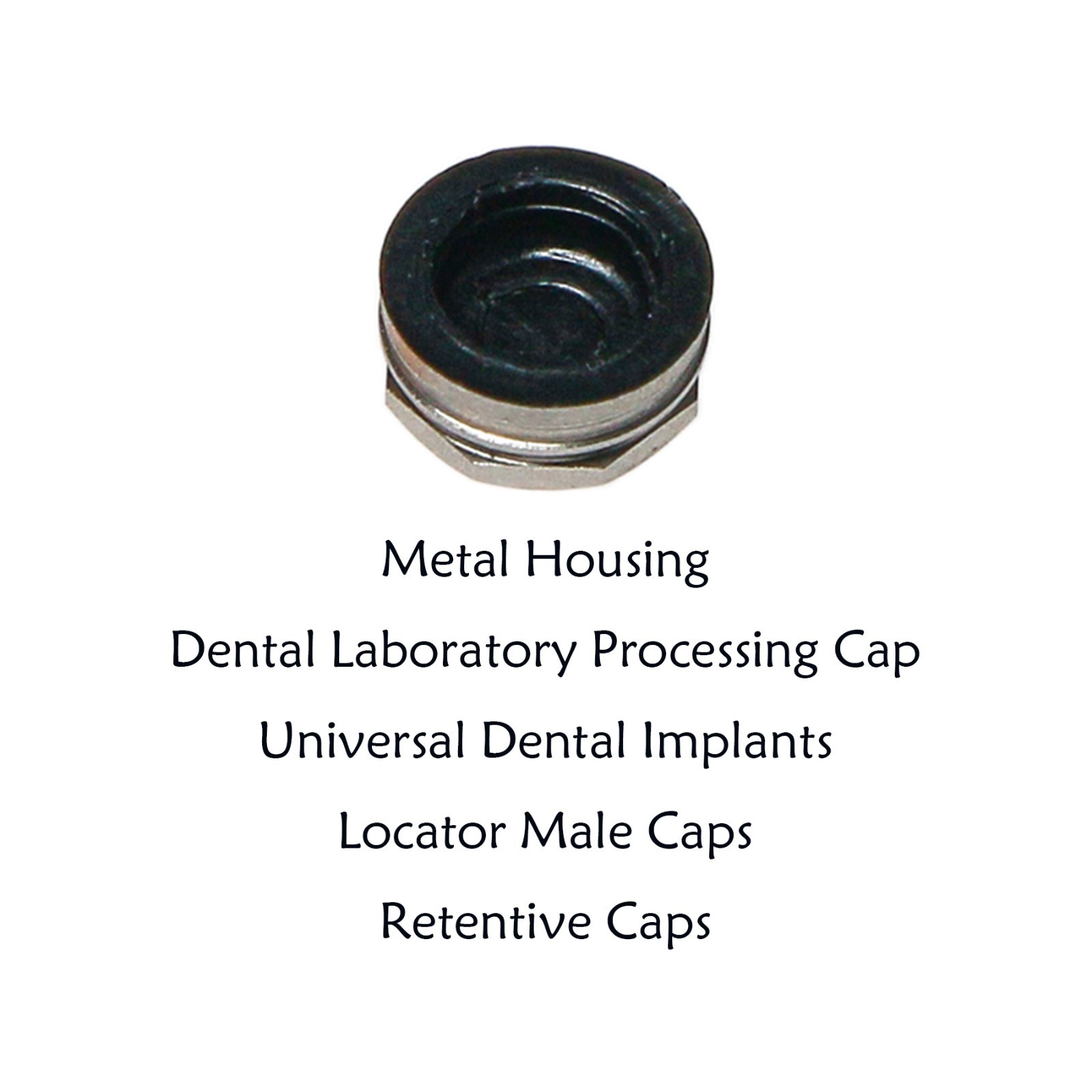 8Pcs US Dental for Zest Locator Metal Housing &Black Lab Processing Cap Assembly