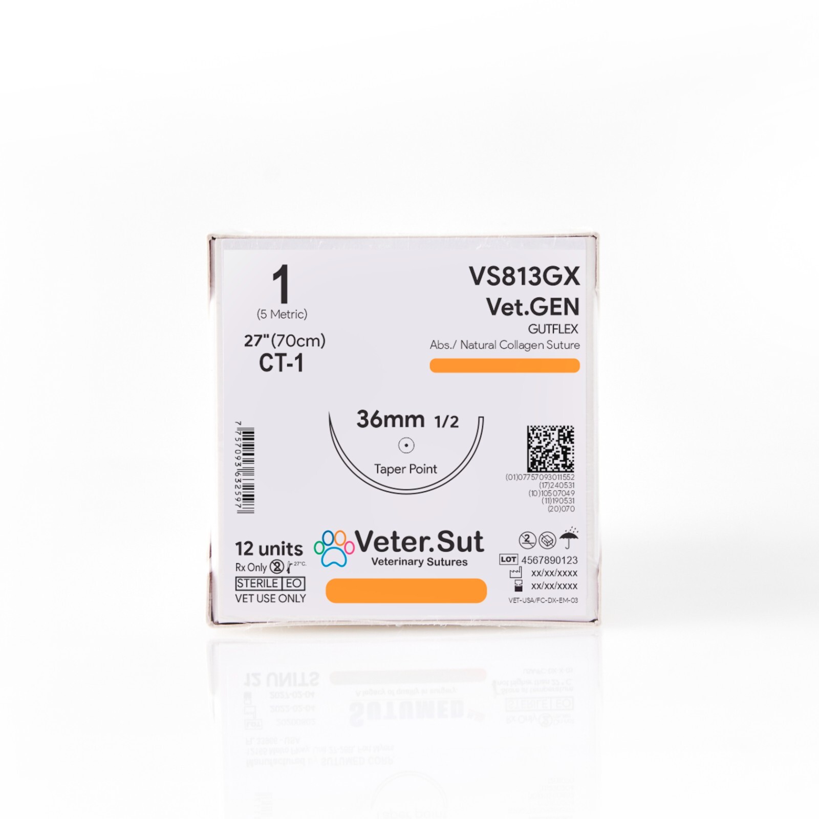 Vetersut Vet-Gen Gutflex USP 1, 1/2 36mm taper point Veterinary Sutures