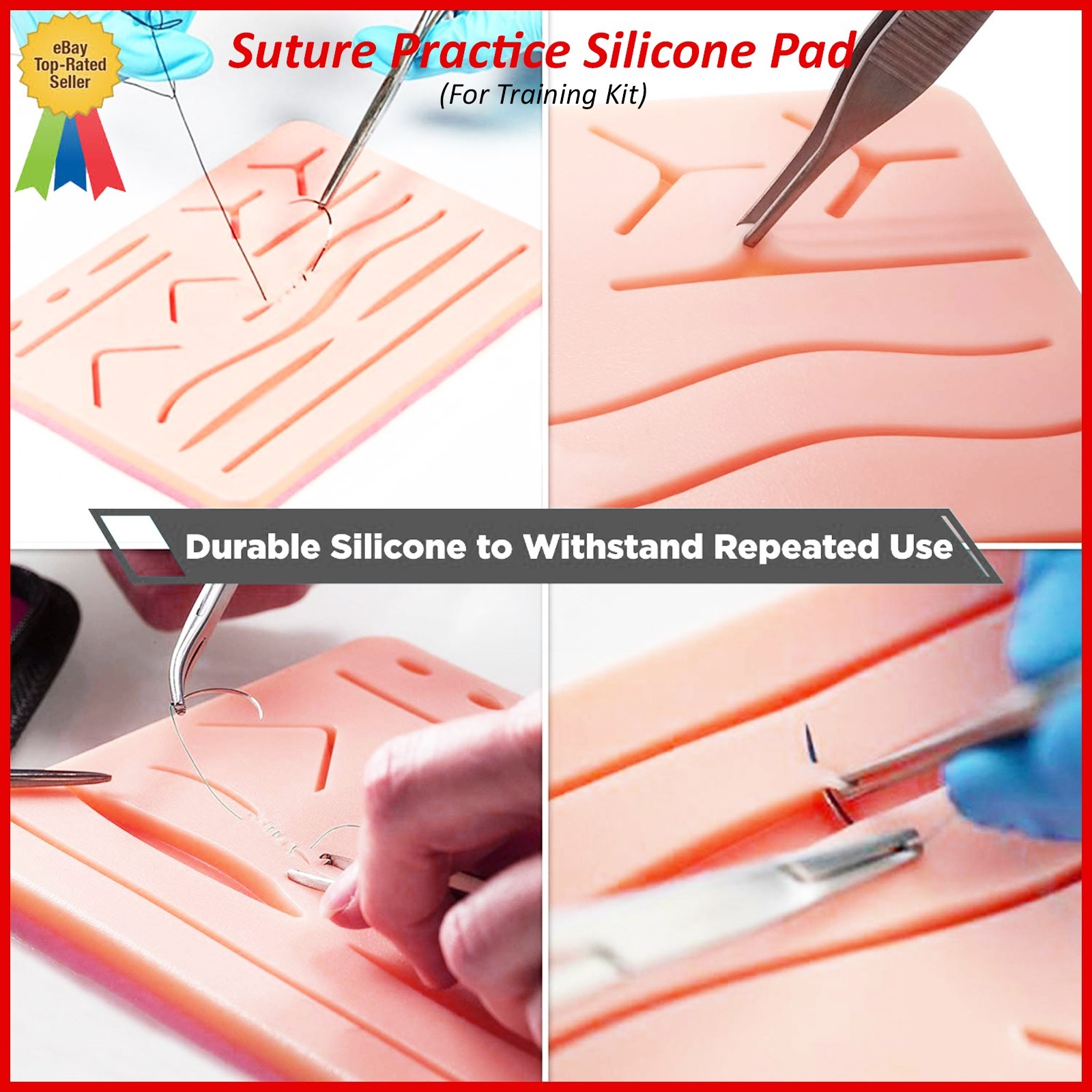 Medical Skin Suture Practice Silicone Pad Wound Simulated Surgical Training Kit