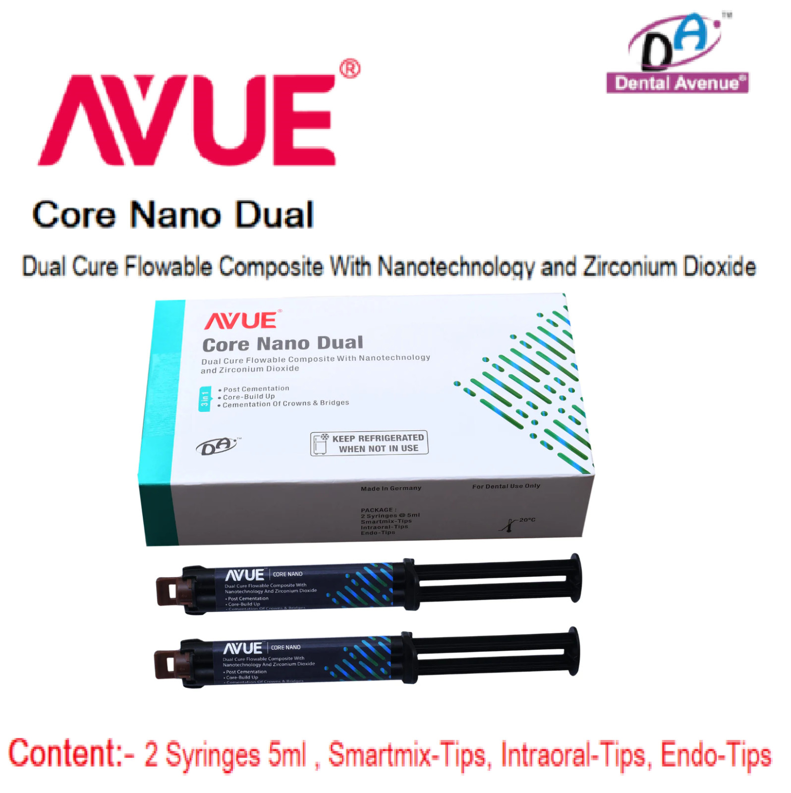 Dental Avenue Avue Core nano Dual Flowable Composite with Fluoride (Free Ship)