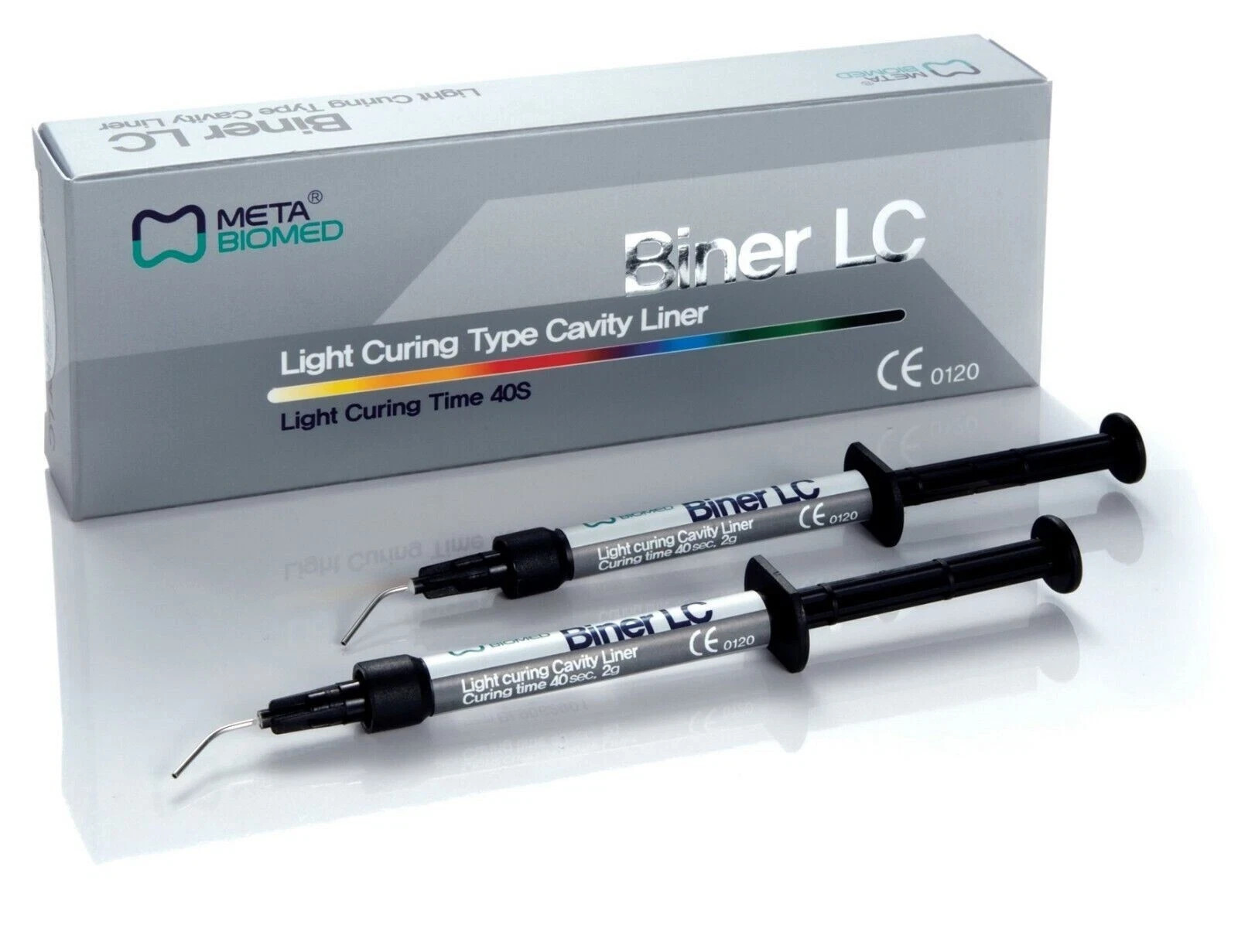 Dental BINER LC Light Curing Type Cavity Liner 2 x 2gm Syringe Pack by META