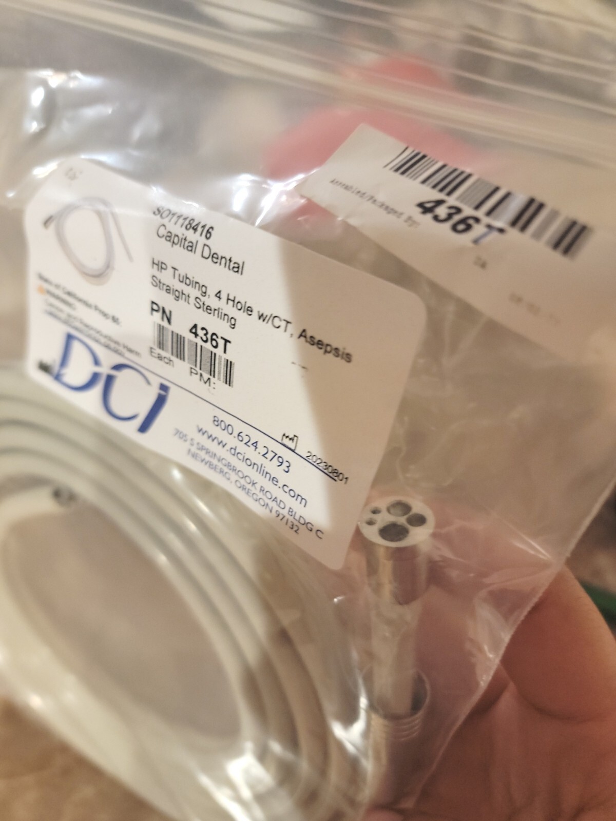 DCI 436T 4 Hole with CT, HP Tubing, Asepsis Straight Sterling