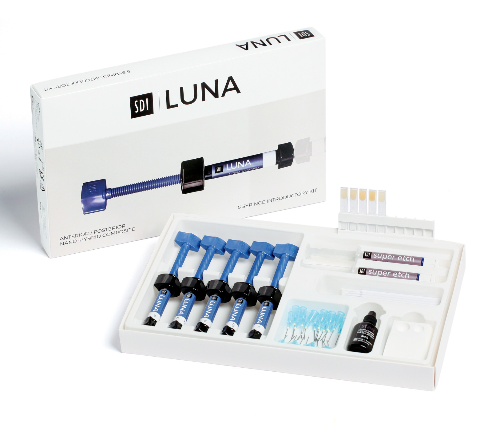 Dental SDI LUNA Nano Hybrid And Micro Filler 5 Composite+Stae Bond+Etch 2ml Kit