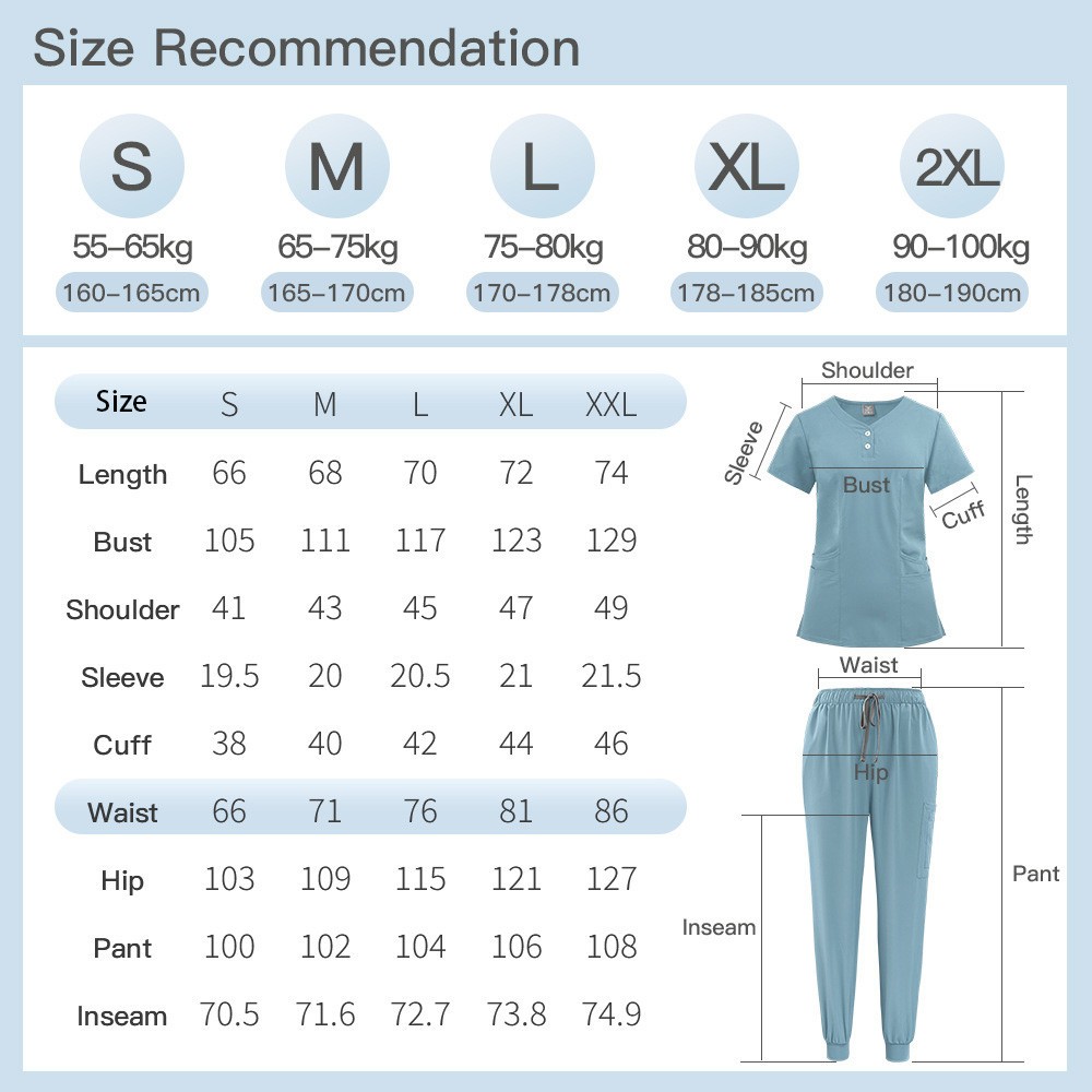 [Shirt + Pants] Women Quick-dry Anti-wrinkle Scrubs Medical Nursing Uniform Sets