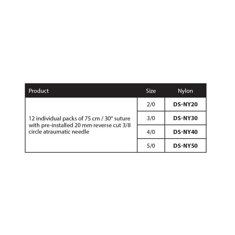3×12 Skin Atraumatic Nylon Sewing Thread 20mm 3/8 Circle Reverse 75cm Ster Clean