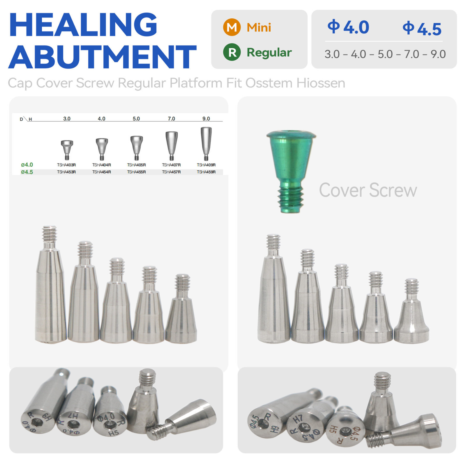 US Healing/Locator Abutments/Impression Caps Coping Fits Hiossen Osstem ET M/R