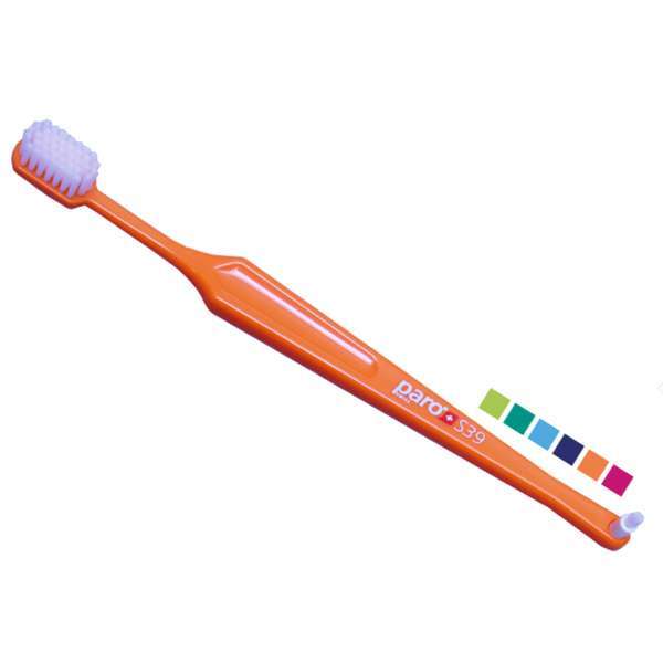 Paro S39 Soft 39 Tuft Toothbrush w/Interdental Tip, Assorted Colors 4/Pk