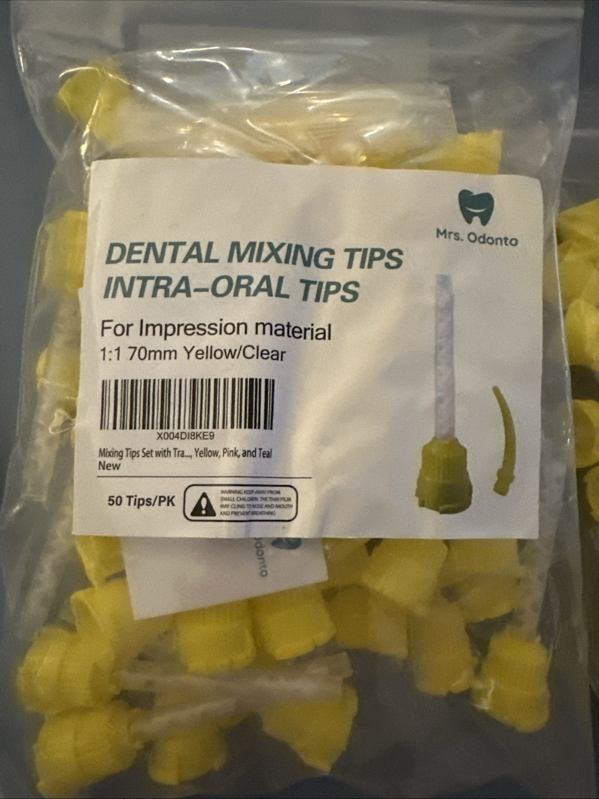 Dental Mixing Tips Intravenous-oral Tips Yellow/clear For Impression Material
