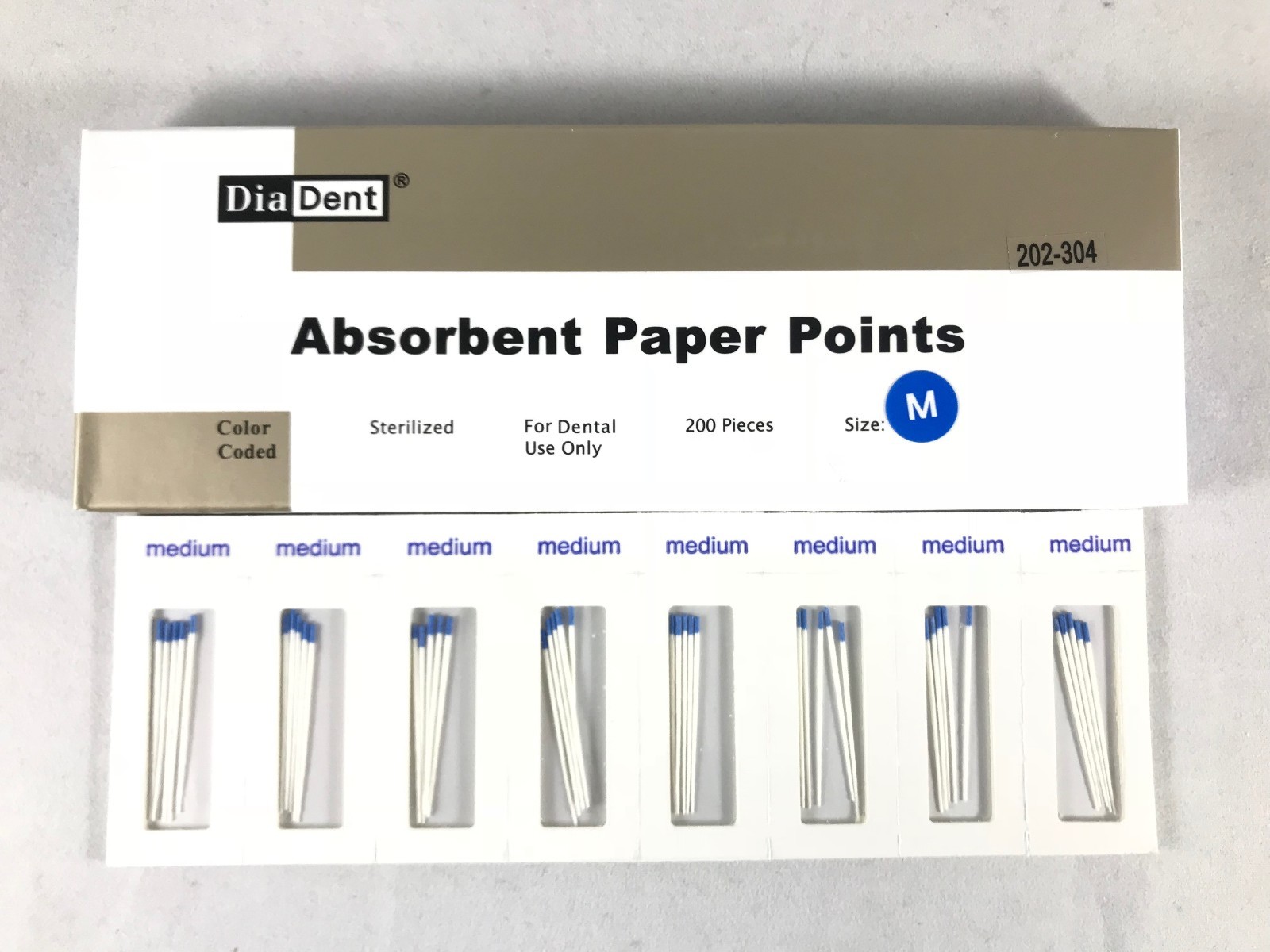 DIADENT Absorbent Paper Points Sterilized Color Coded 200/Pack Cell Pack