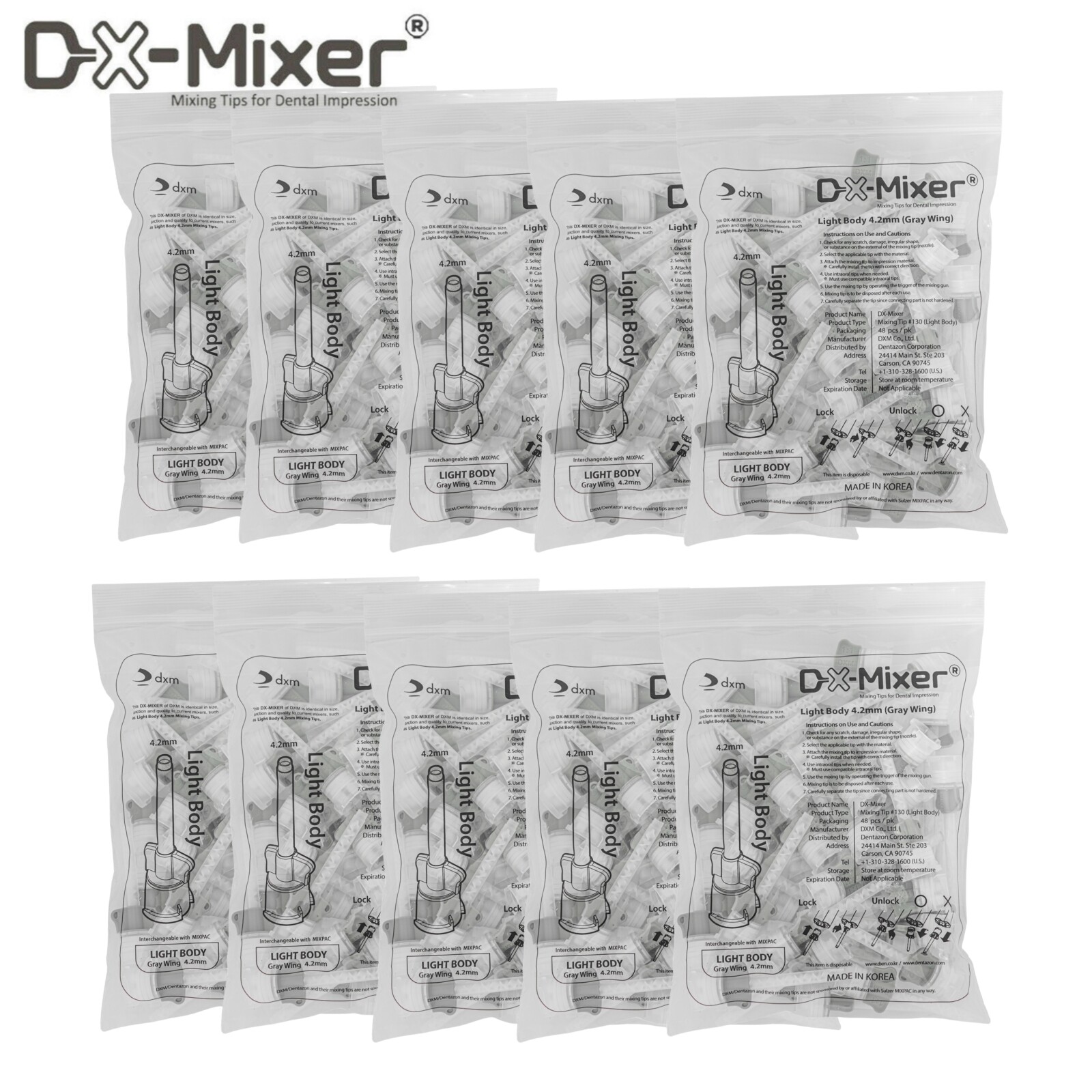 480pcs DX-Mixer HP Mixing Tips 1:1 Ratio Light Medium Heavy Body 4.2-6.5mm