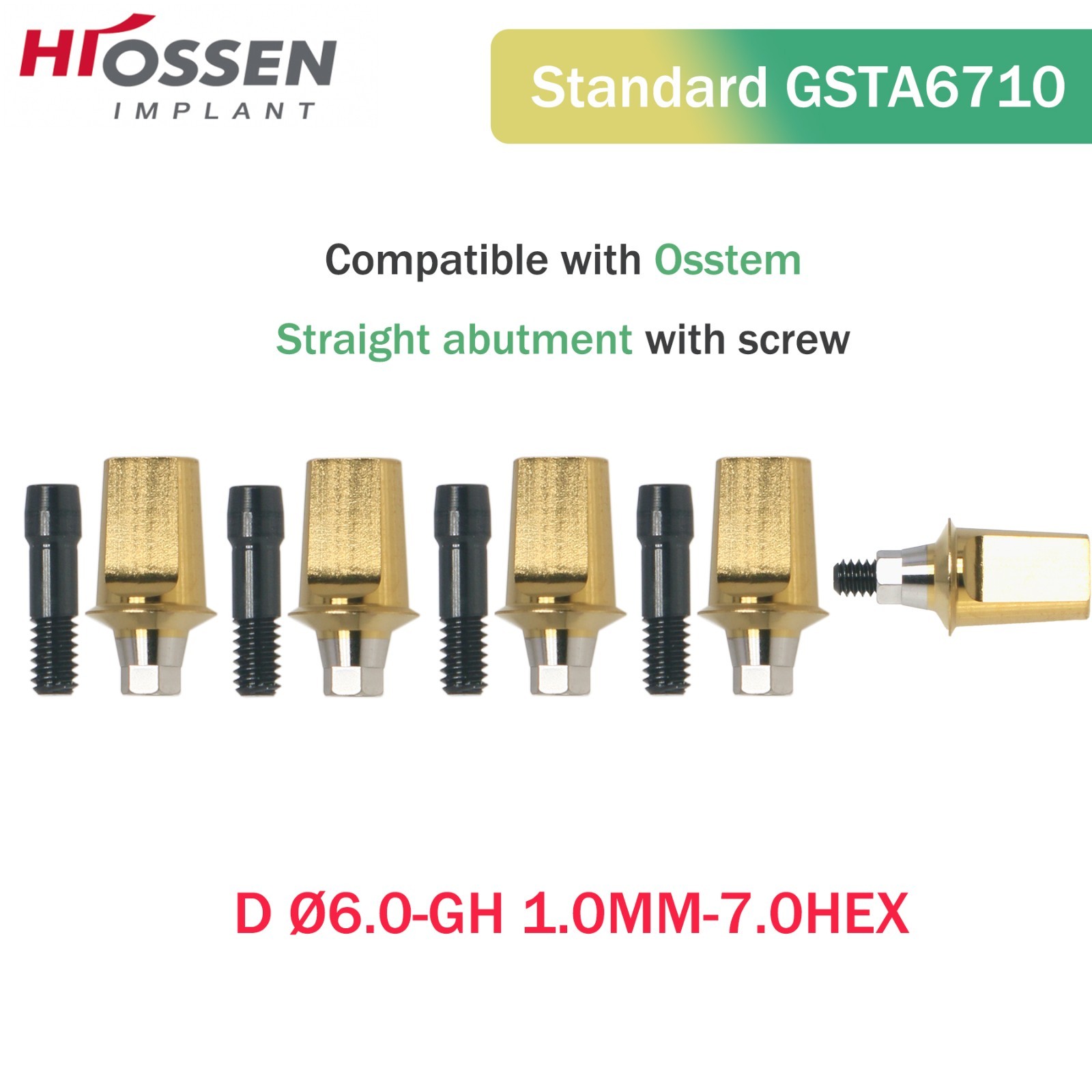 US Titanium Straight Transfer Hex Abutment Fit Hiossen ET/Osstem TS Mini/Regular