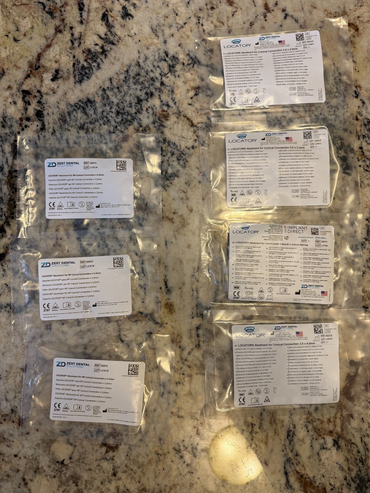 LOT (6) Locator Abutments for Nobel Conical Connection(Various sizes, NO 3.x4mm)