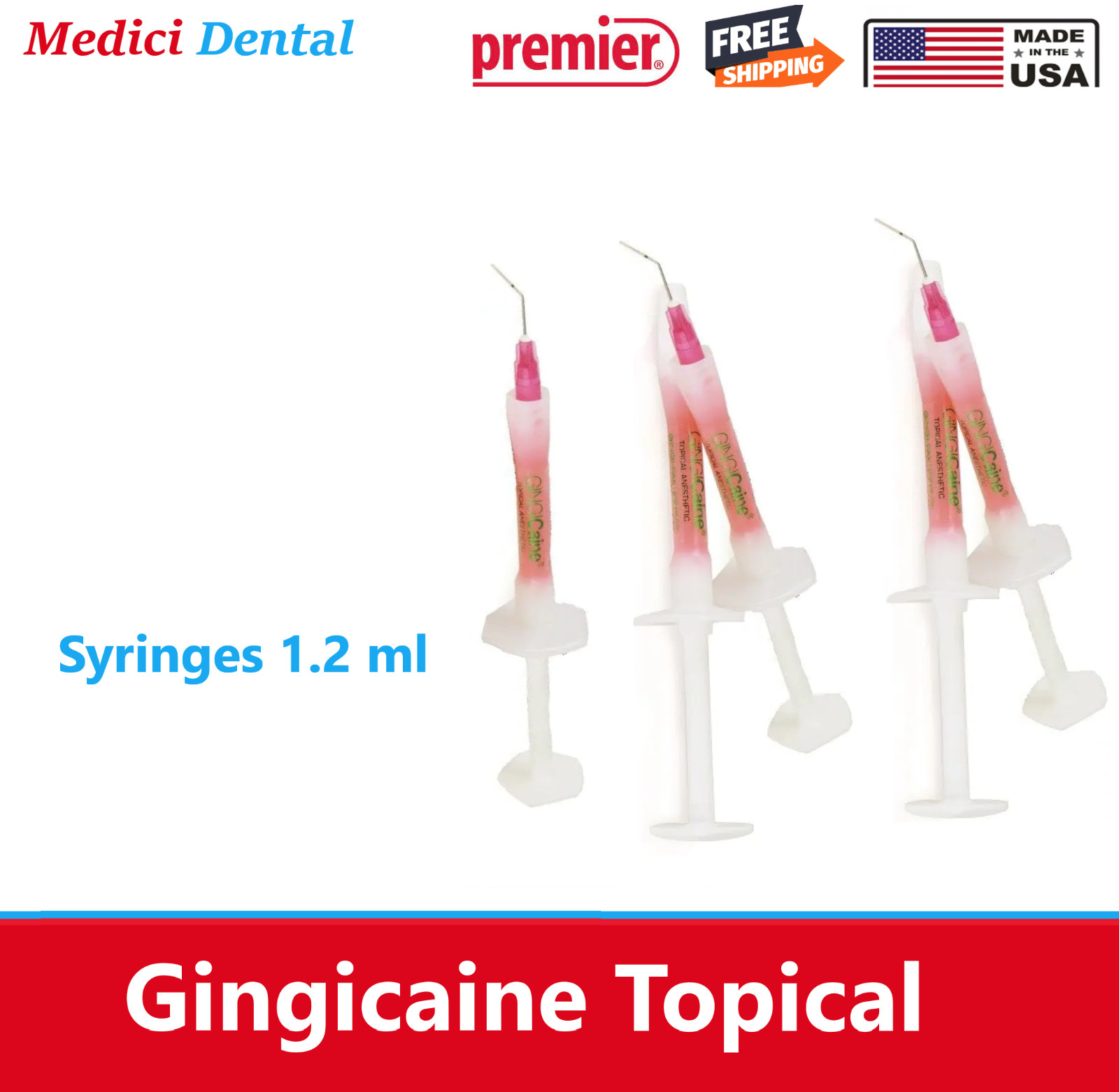 Gingicaine Topical Anesthetic Gel in Syringe. 1.2 ml prefilled syringe Ex: 11/27