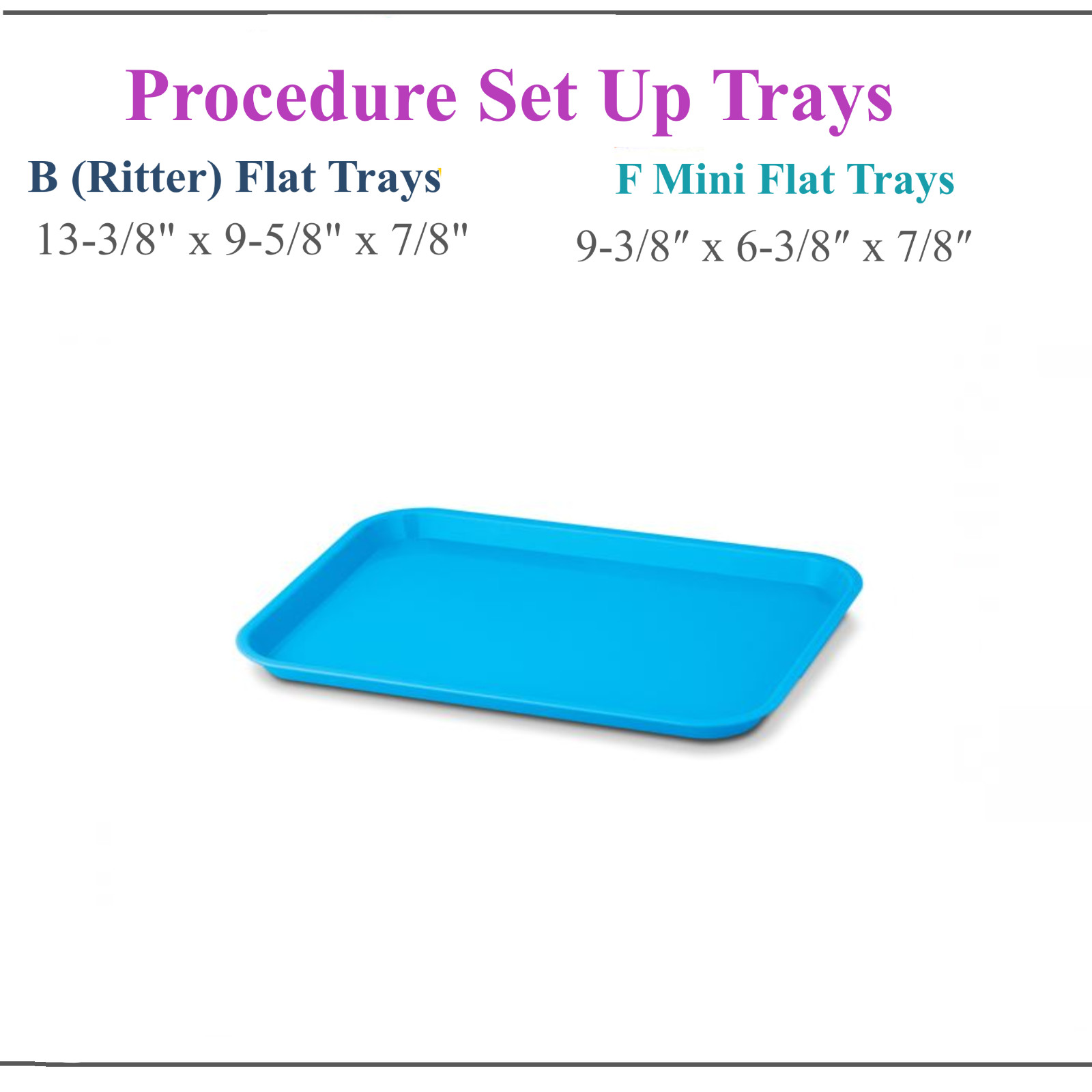 Dental Flat Tray Autoclavable Plastic Instrument Procedure Trays Non-Slip
