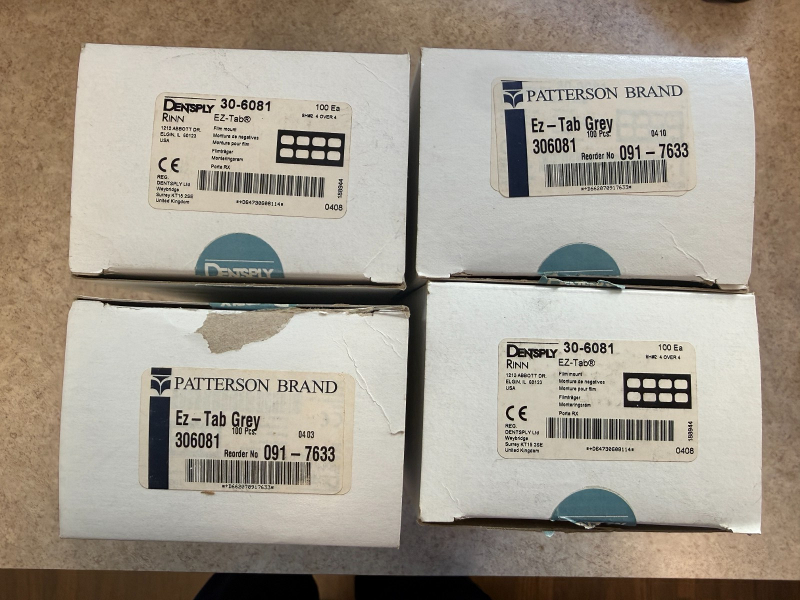 Patterson Ez-Tab Grey/Dentsply Rinn Film Mount #30-6081, New/Opened, Qty 100
