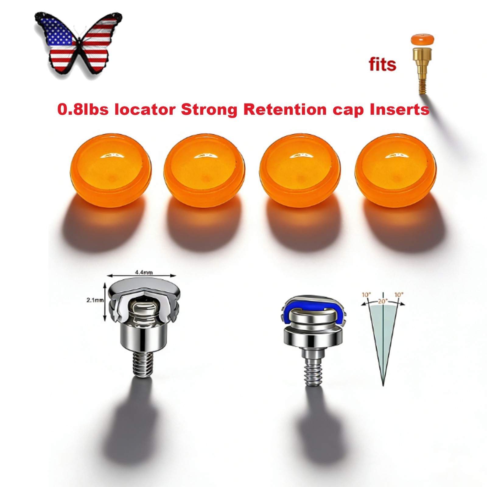 Locator Core Tool & Overdenture Retention Replacement Caps Insert 0.8/1.2/2.4lbs
