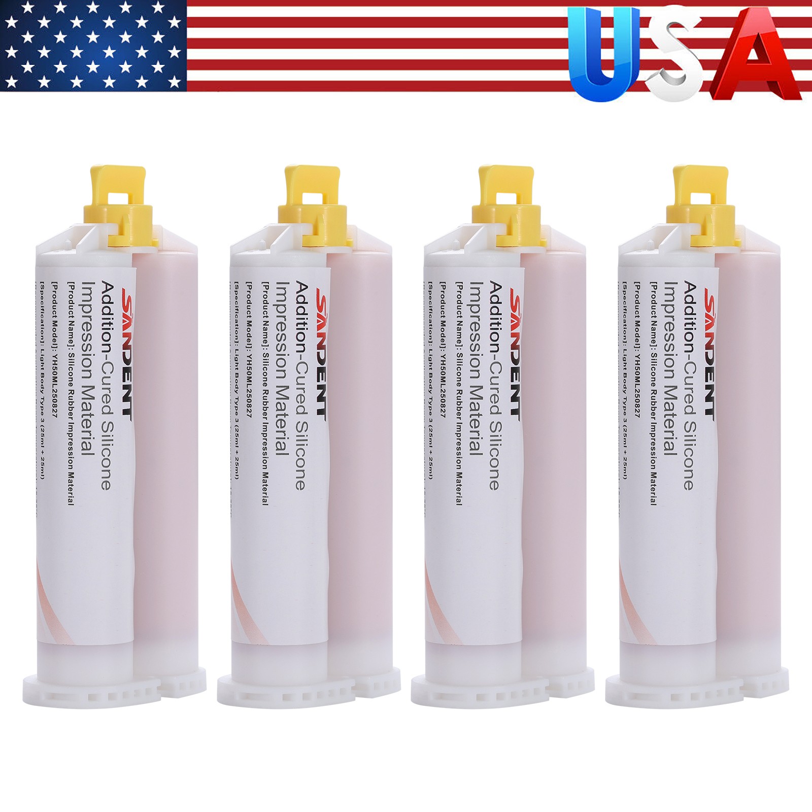 4x50ml Cartridges Light Body Rapid Set Impression Material +20 Tips