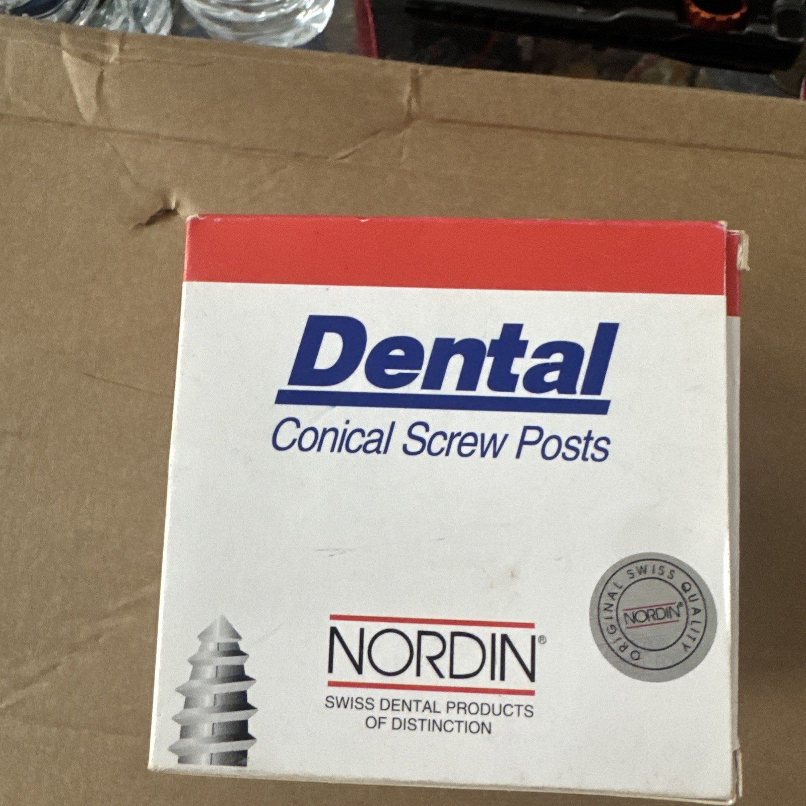 Nordin Dental Gold Plated Screw Posts 120 pcs with Two Keys & Organizer – Swiss