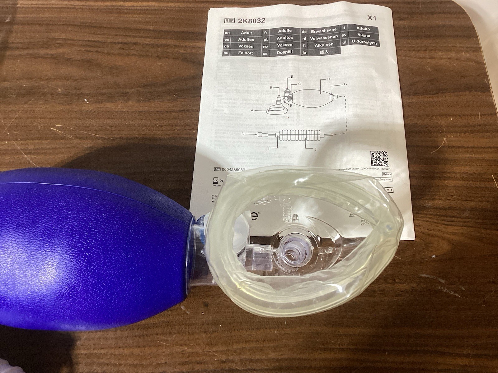 *1-Pack* Vyaire Medical AirLife Manual Adult Resuscitator 2K8032 Exp. 5/27/2029