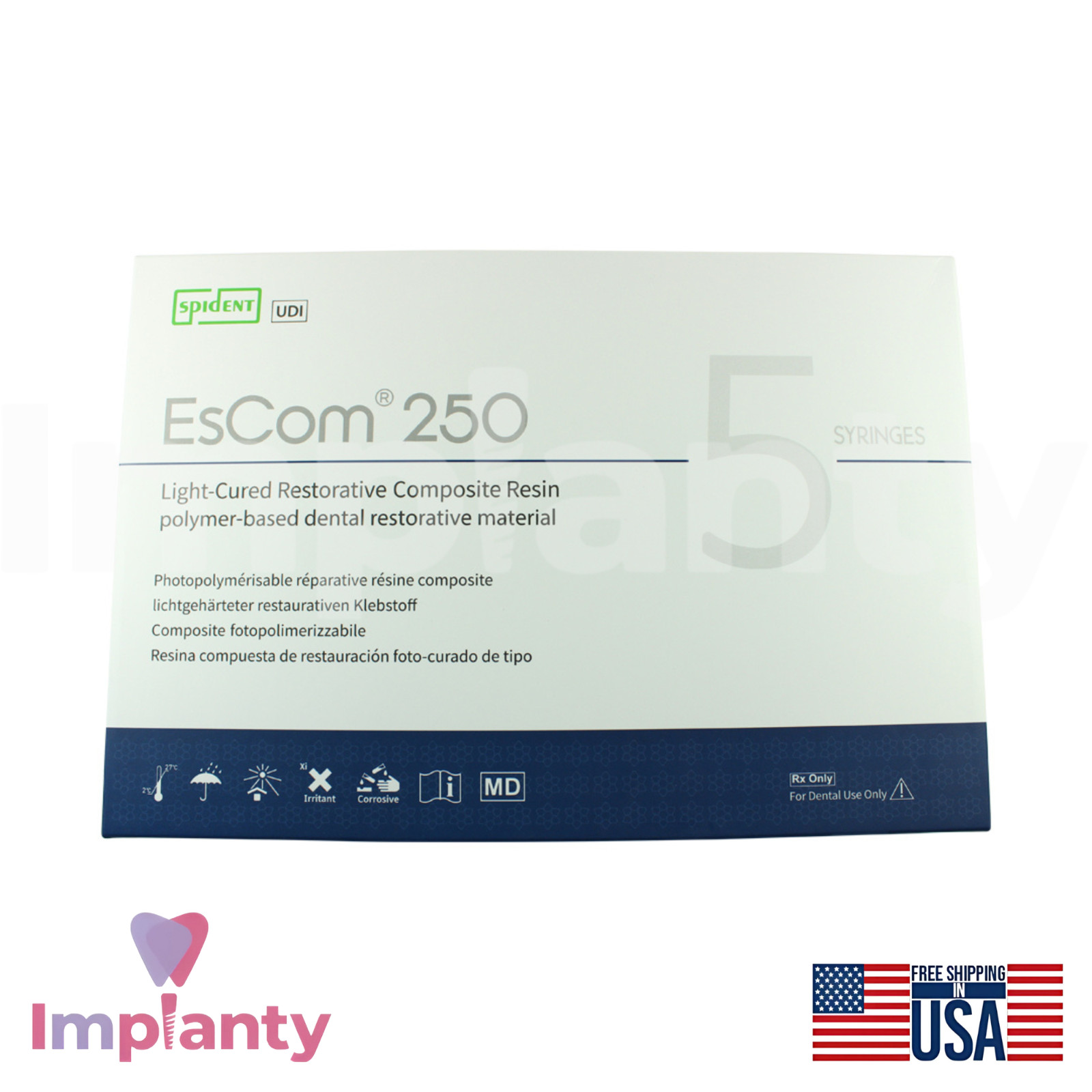 Restorative Nan0hybrid Composite Resin System Dental Kit EsCom250 Light Cured
