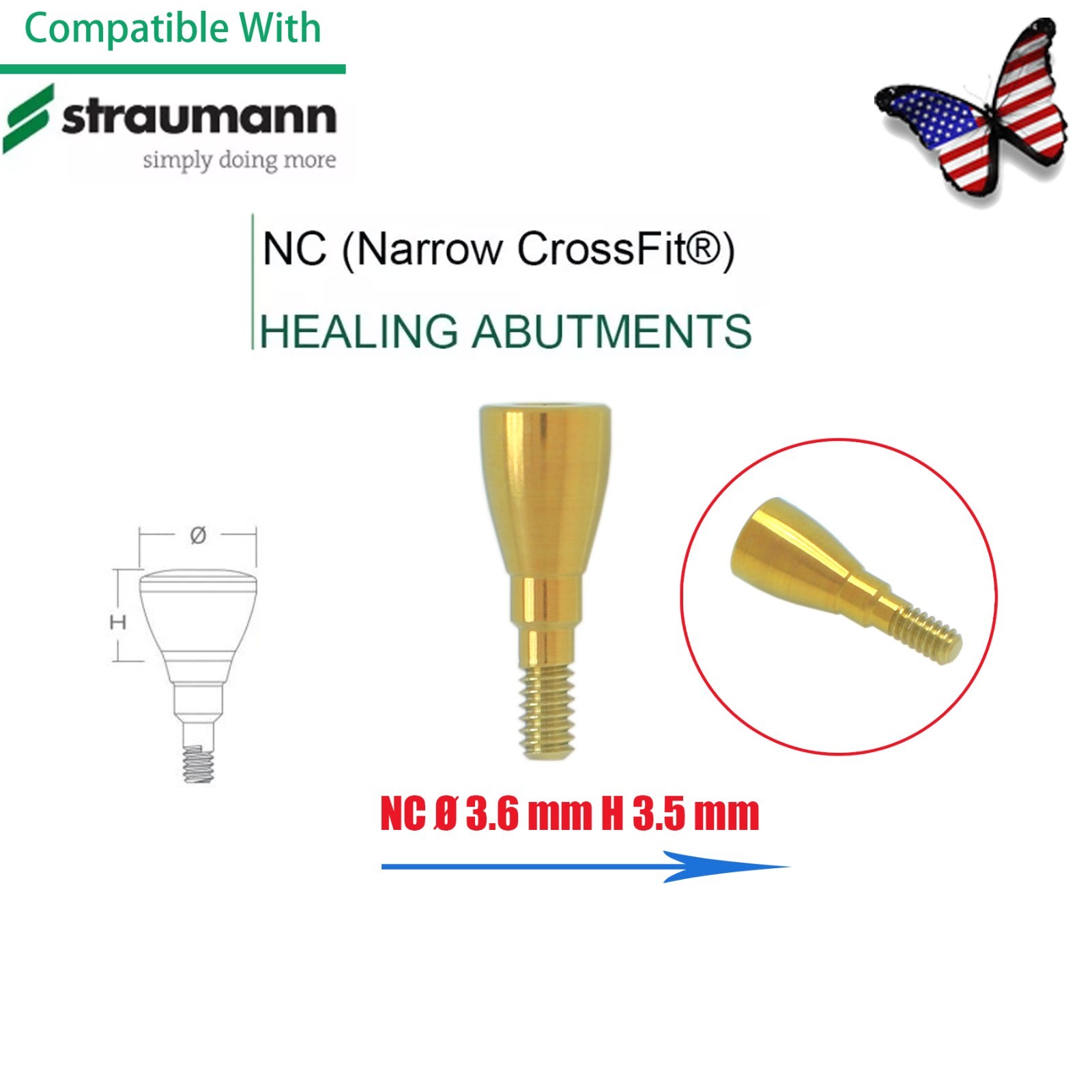 US Fit Straumann Analog Scan Body Transfer Healing Abutment Cap ITI Bone Level