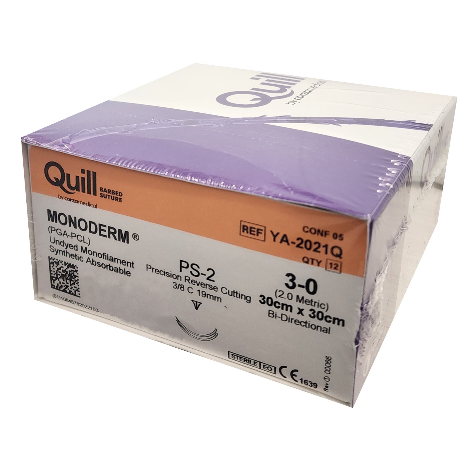 *12-Pieces* Quill Barbed Suture Monofilament 12″ PS-2 Reverse Cutting YA-2021Q