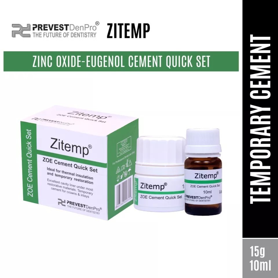 Prevest DenPro Zitemp Zinc Oxide Eugenol ZOE Cement Quick Set -Temporary 20g