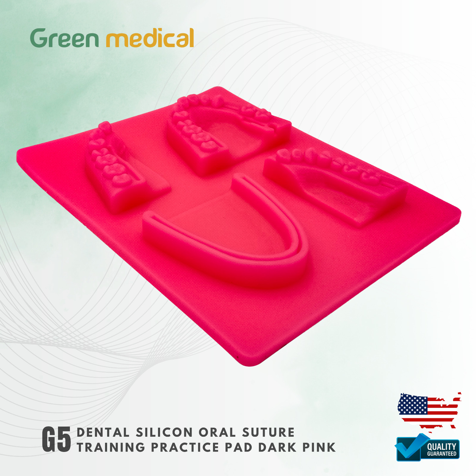 Dental Silicon Oral Suture Training Practice Pad G5 Dark Pink For Dentist