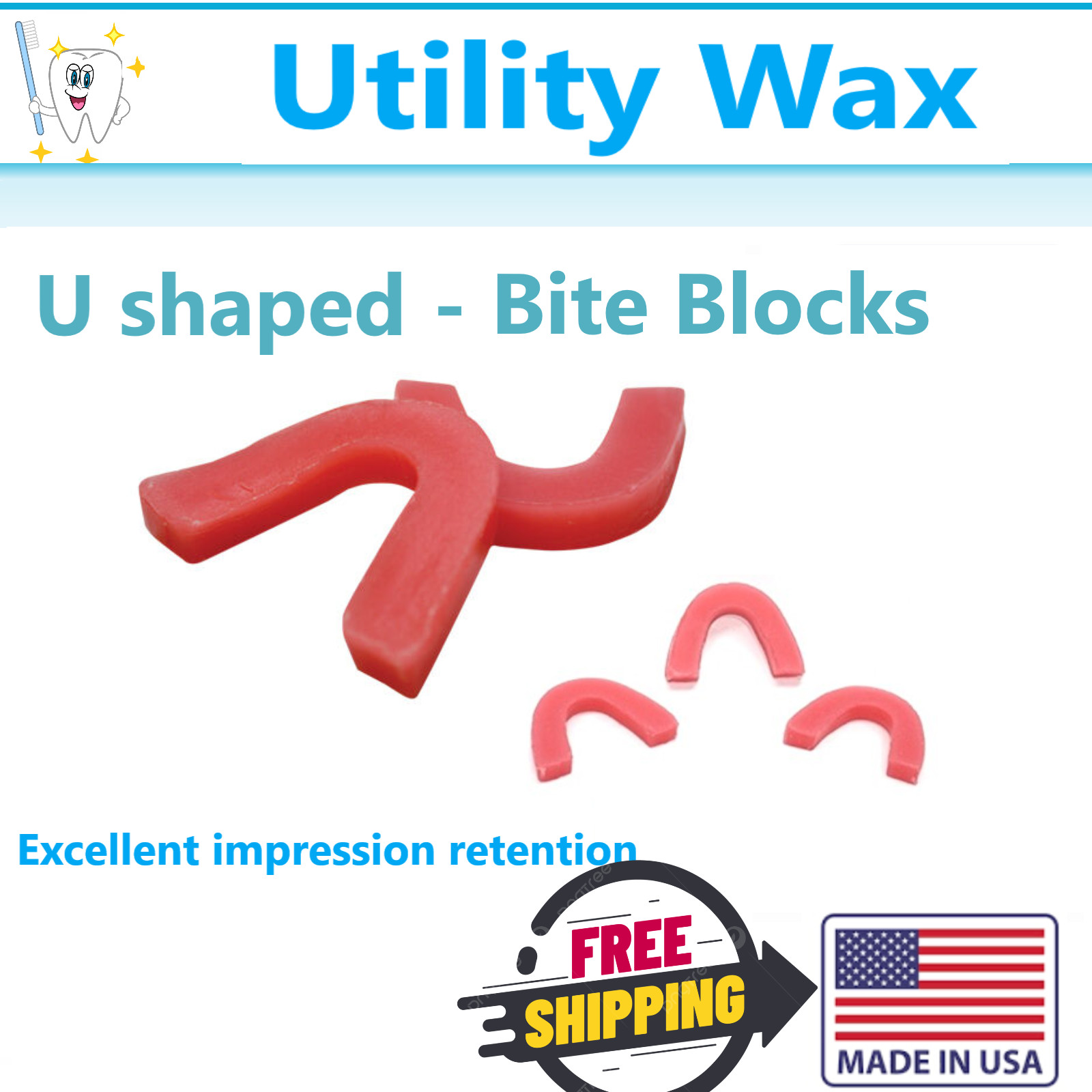 Utility Wax Dental U shaped Bite Blocks 3/8″ pre-formed block Impression Tray