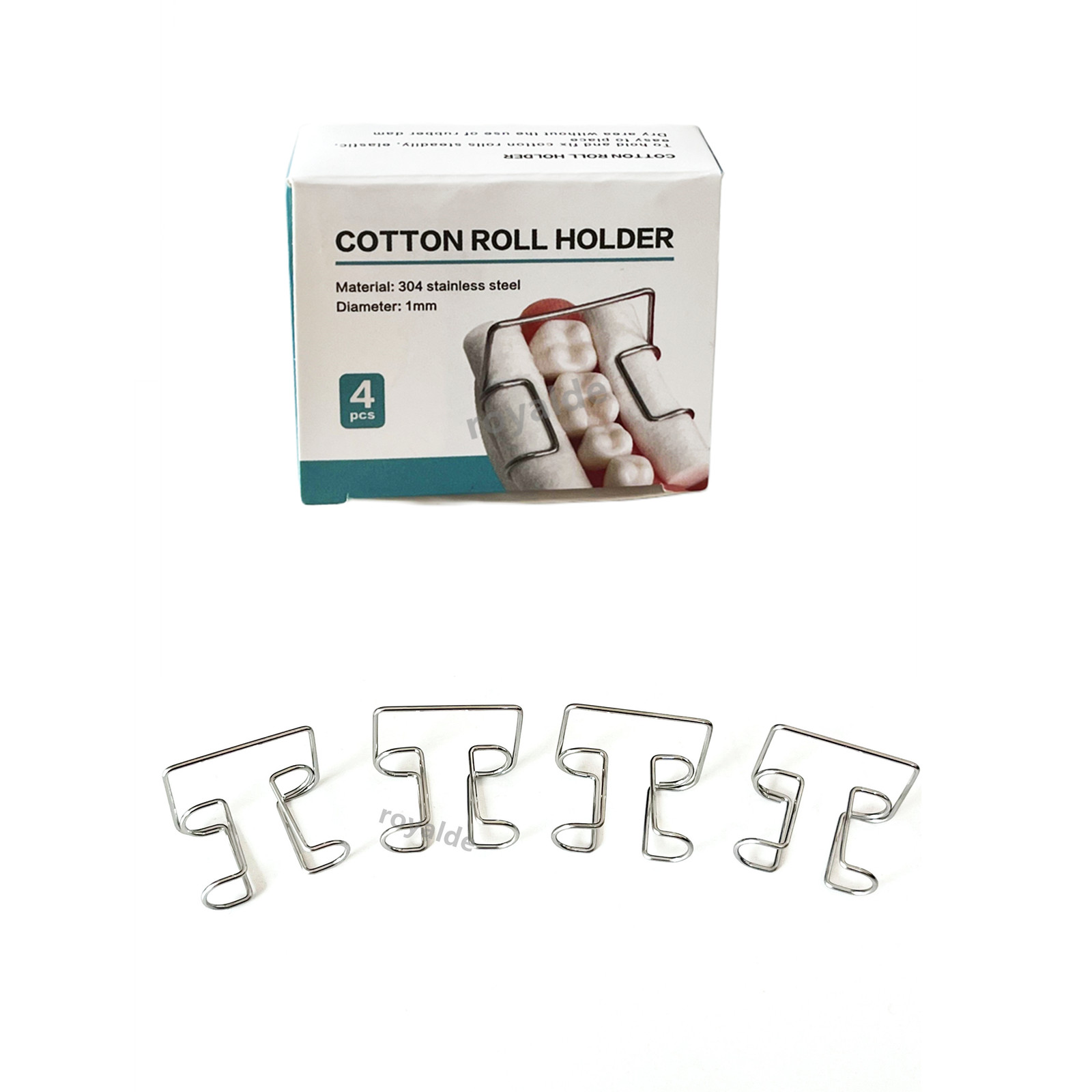 4Pc/Box Dental Surgical Isolating Teeth Cotton Rolls Holder Clip Stainless Steel