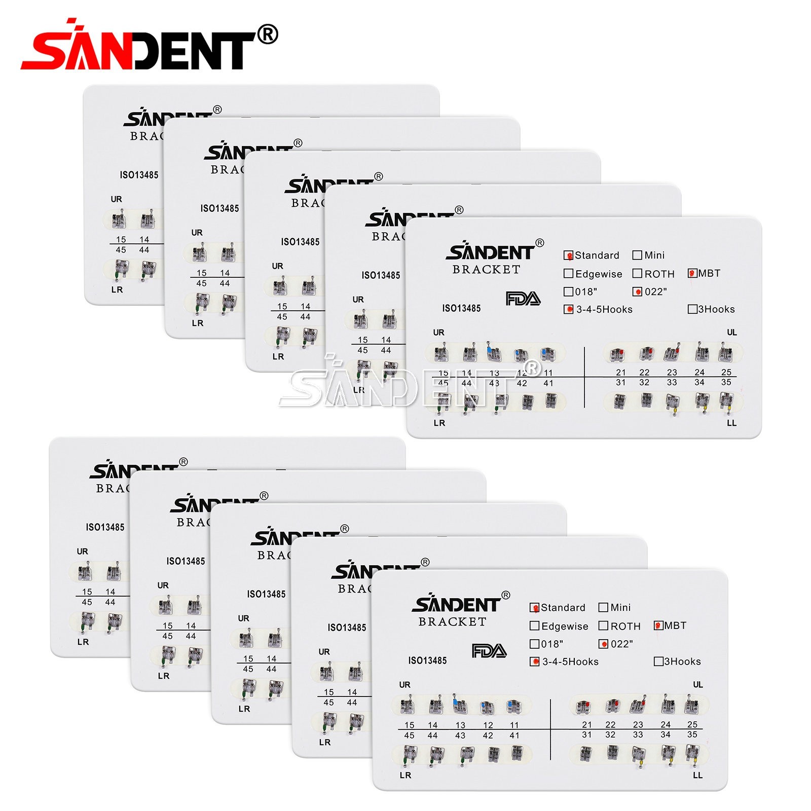 10-100 packs Dental Metal Brackets bracket braces Standard MBT 022 Hooks 345 #1