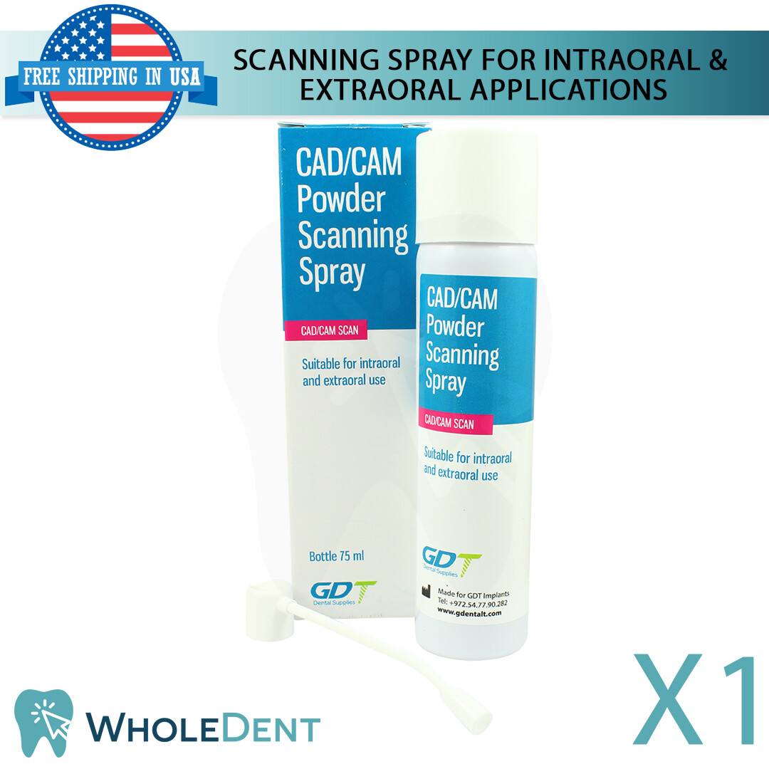 Intraoral CAD CAM Scan Spray For Dental Scanner Restorations Lab Digital 3D 75ml
