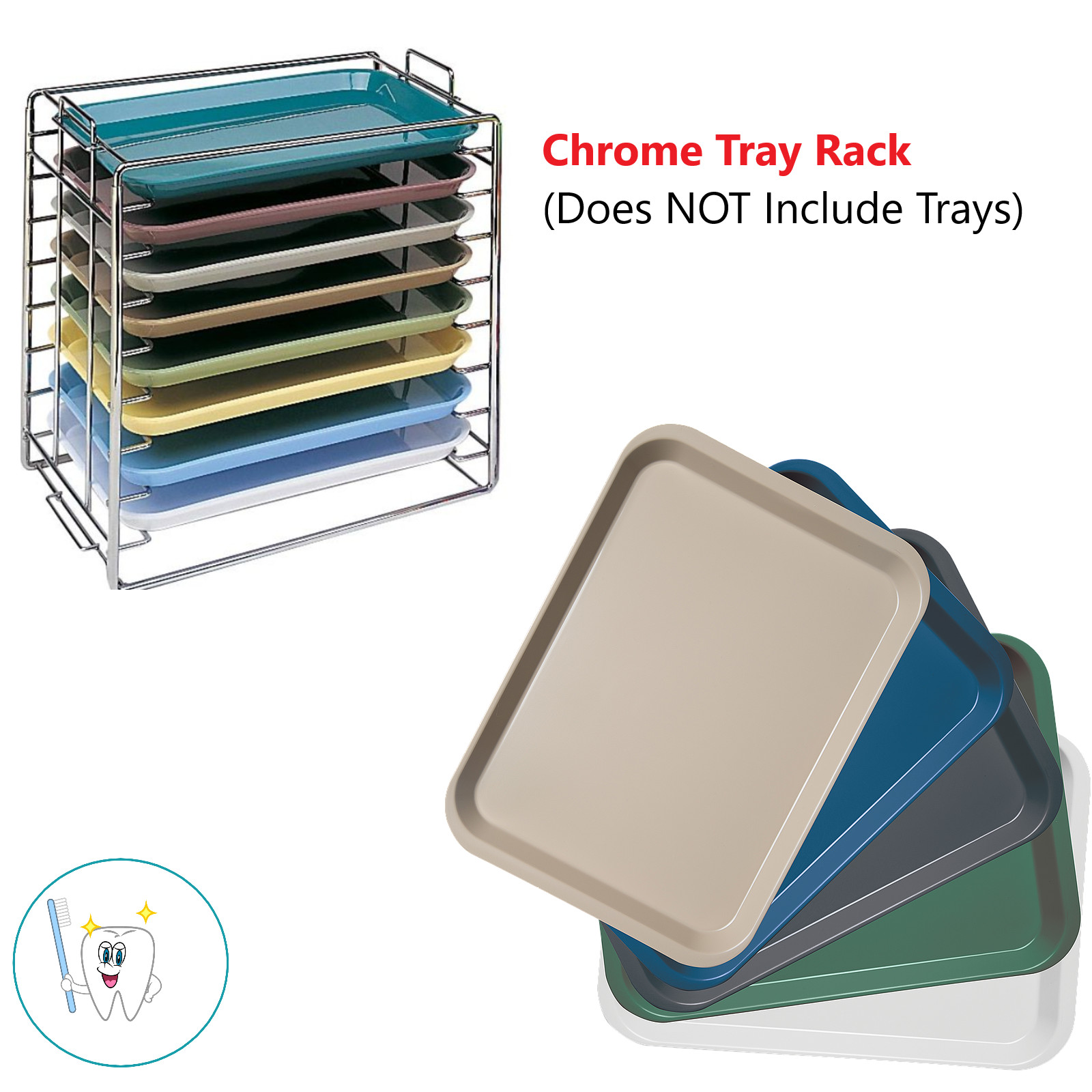 Dental Medical Chromed Steel Instrument Tray Rack 8 for Size B Trays Or B Trays
