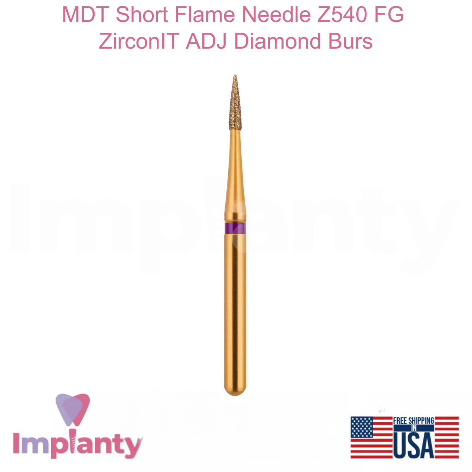 MDT Short Flame Needle FG ZirconIT ADJ Dental Diamond Burs Z540 Ø0.10mmX4.0mm