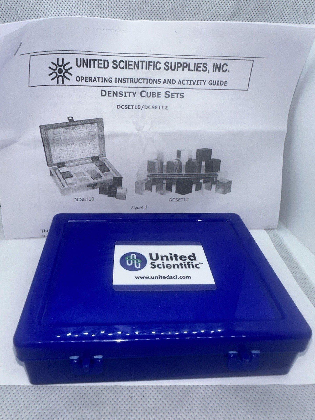 United Scientific DCSET10 Density Cube Set of 10 in Plastic Storage Box