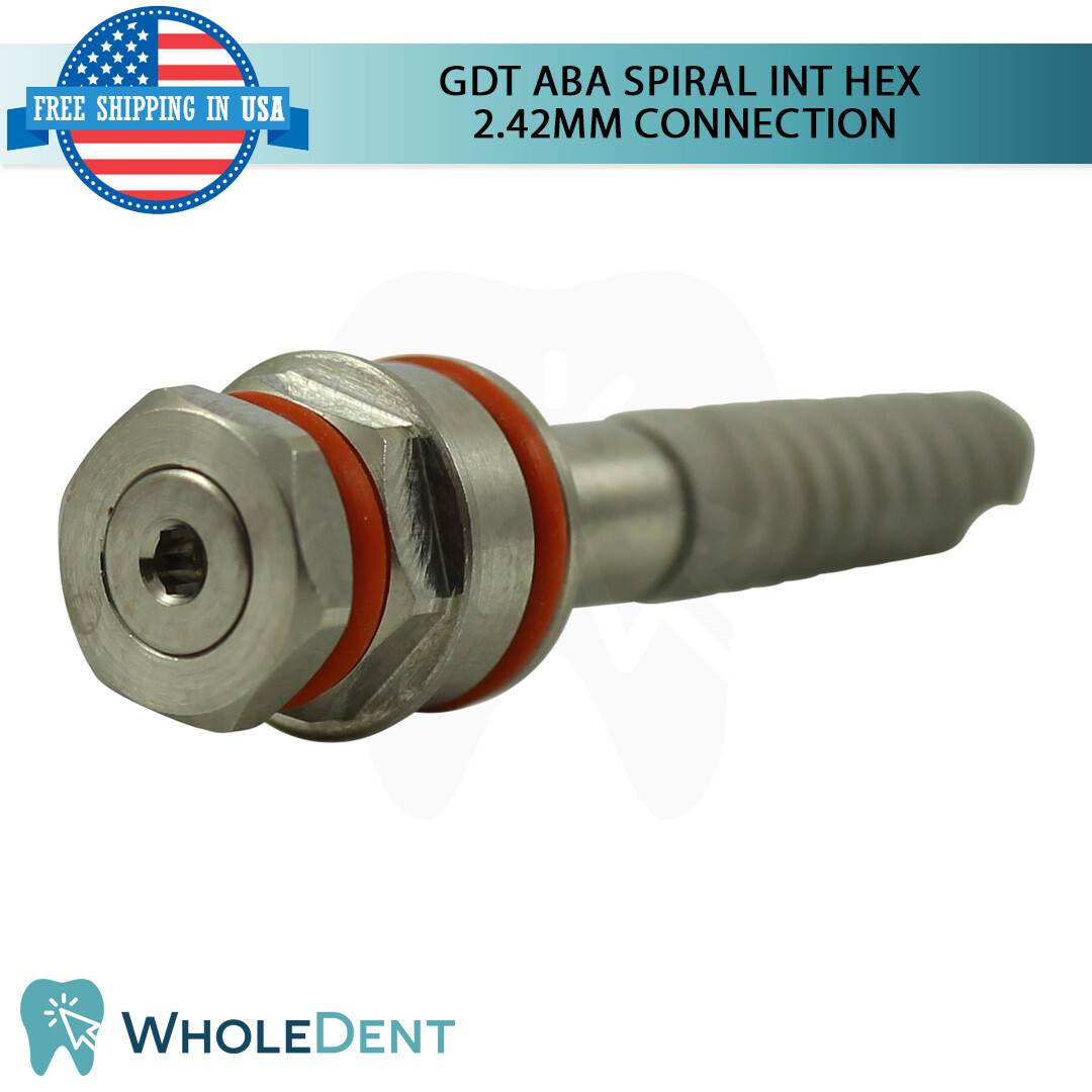 1X GDT ABA Dental Spiral Int Hex 2.42mm Connection Titanium Sterile SLA